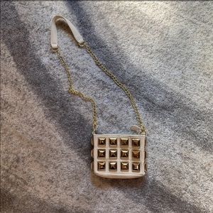 DONATING SOON White and Gold Studded Bag